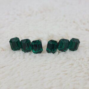 1950's Single Row Emerald Green Rhinestone Screwback Earrings